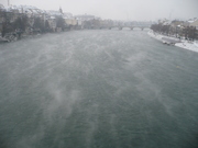 Schneesturm über dem Rhein - Blick von der Wettsteinbrücke (2009)